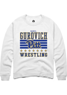Daniel Gurovich Rally Mens White Pitt Panthers NIL Striped Crew Sweatshirt
