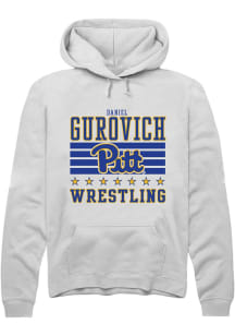 Daniel Gurovich Rally Mens White Pitt Panthers NIL Striped Hooded Sweatshirt