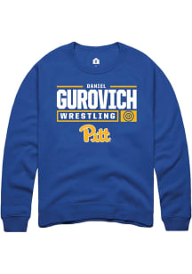Daniel Gurovich Rally Mens Blue Pitt Panthers NIL Stacked Box Crew Sweatshirt