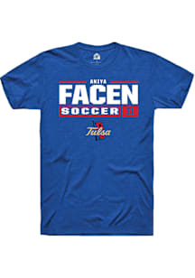 Aniya Facen  Tulsa Golden Hurricane Blue Rally NIL Stacked Box Short Sleeve T Shirt