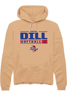 Annika Dill  Rally Tulsa Golden Hurricane Mens Gold NIL Stacked Box Long Sleeve Hoodie