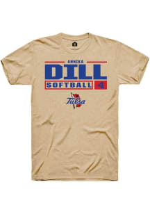 Annika Dill Tan Tulsa Golden Hurricane NIL Stacked Box Short Sleeve T Shirt