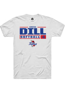 Annika Dill White Tulsa Golden Hurricane NIL Stacked Box Short Sleeve T Shirt