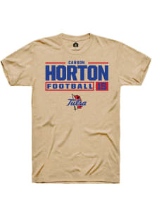 Carson Horton Tan Tulsa Golden Hurricane NIL Stacked Box Short Sleeve T Shirt