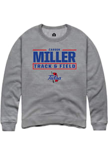 Carson Miller  Rally Tulsa Golden Hurricane Mens Graphite NIL Stacked Box Long Sleeve Crew Sweatsh..