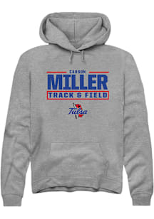 Carson Miller  Rally Tulsa Golden Hurricane Mens Graphite NIL Stacked Box Long Sleeve Hoodie