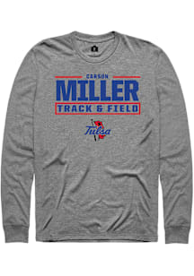 Carson Miller  Tulsa Golden Hurricane Graphite Rally NIL Stacked Box Long Sleeve T Shirt