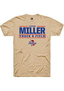Carson Miller  Tulsa Golden Hurricane Tan Rally NIL Stacked Box Short Sleeve T Shirt