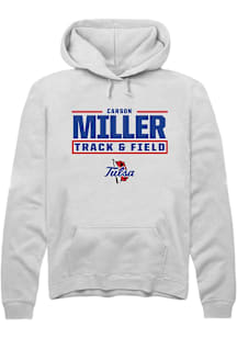 Carson Miller  Rally Tulsa Golden Hurricane Mens White NIL Stacked Box Long Sleeve Hoodie