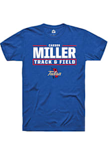 Carson Miller  Tulsa Golden Hurricane Blue Rally NIL Stacked Box Short Sleeve T Shirt