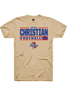 Colten Christian Tan Tulsa Golden Hurricane NIL Stacked Box Short Sleeve T Shirt