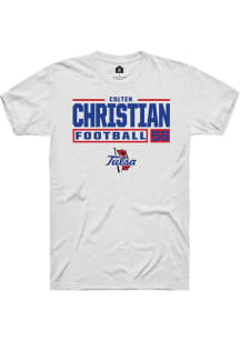 Colten Christian White Tulsa Golden Hurricane NIL Stacked Box Short Sleeve T Shirt