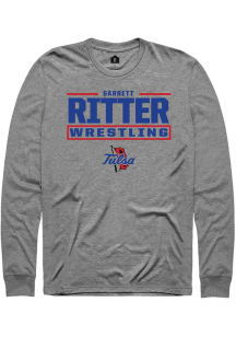 Garrett Ritter Rally Mens Graphite Tulsa Golden Hurricane NIL Stacked Box Tee