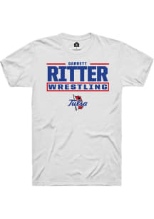 Garrett Ritter White Tulsa Golden Hurricane NIL Stacked Box Short Sleeve T Shirt