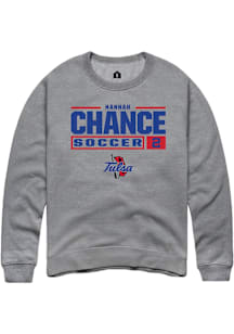 Hannah Chance  Rally Tulsa Golden Hurricane Mens Graphite NIL Stacked Box Long Sleeve Crew Sweatsh..