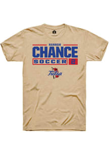 Hannah Chance Tan Tulsa Golden Hurricane NIL Stacked Box Short Sleeve T Shirt