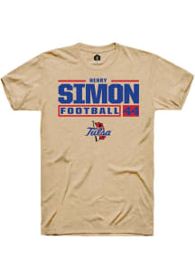 Henry Simon Tan Tulsa Golden Hurricane NIL Stacked Box Short Sleeve T Shirt