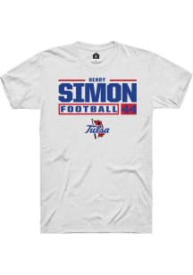 Henry Simon White Tulsa Golden Hurricane NIL Stacked Box Short Sleeve T Shirt