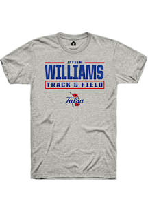 Jayden Williams  Tulsa Golden Hurricane Ash Rally NIL Stacked Box Short Sleeve T Shirt