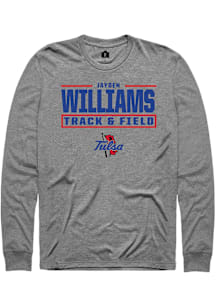 Jayden Williams  Tulsa Golden Hurricane Graphite Rally NIL Stacked Box Long Sleeve T Shirt