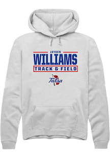 Jayden Williams  Rally Tulsa Golden Hurricane Mens White NIL Stacked Box Long Sleeve Hoodie