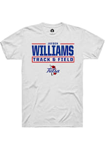 Jayden Williams  Tulsa Golden Hurricane White Rally NIL Stacked Box Short Sleeve T Shirt