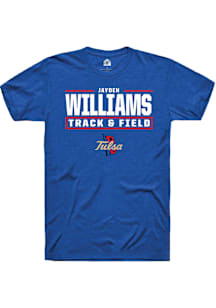 Jayden Williams  Tulsa Golden Hurricane Blue Rally NIL Stacked Box Short Sleeve T Shirt