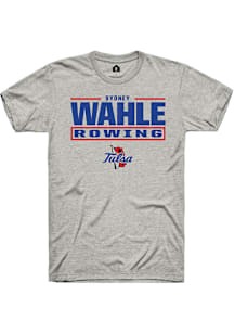 Sydney Wahle  Tulsa Golden Hurricane Ash Rally NIL Stacked Box Short Sleeve T Shirt