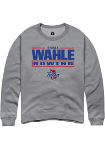 Sydney Wahle Rally Mens Graphite Tulsa Golden Hurricane NIL Stacked Box Crew Sweatshirt