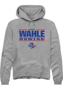 Sydney Wahle Rally Mens Graphite Tulsa Golden Hurricane NIL Stacked Box Hooded Sweatshirt