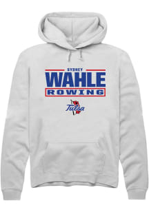 Sydney Wahle Rally Mens White Tulsa Golden Hurricane NIL Stacked Box Hooded Sweatshirt