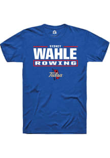 Sydney Wahle Blue Tulsa Golden Hurricane NIL Stacked Box Short Sleeve T Shirt