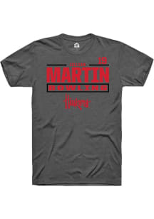 Jillian Martin Grey Nebraska Cornhuskers NIL Stacked Box Short Sleeve T Shirt