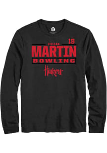 Jillian Martin Rally Mens Black Nebraska Cornhuskers NIL Stacked Box Tee