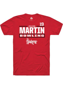 Jillian Martin Red Nebraska Cornhuskers NIL Stacked Box Short Sleeve T Shirt