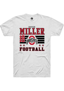 Bodpegn Miller White Ohio State Buckeyes NIL Striped Short Sleeve T Shirt