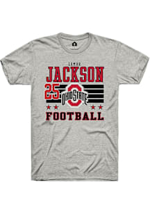 Lamar Jackson  Ohio State Buckeyes Ash Rally Football NIL Striped Short Sleeve T Shirt
