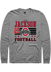 Lamar Jackson  Ohio State Buckeyes Grey Rally Football NIL Striped Long Sleeve T Shirt