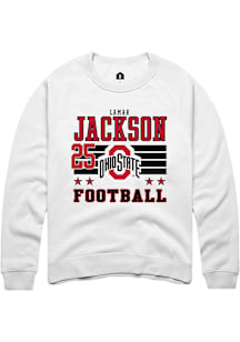Lamar Jackson  Rally Ohio State Buckeyes Mens White Football NIL Striped Long Sleeve Crew Sweatshi..