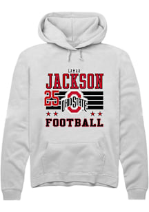 Lamar Jackson  Rally Ohio State Buckeyes Mens White Football NIL Striped Long Sleeve Hoodie