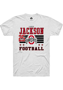 Lamar Jackson  Ohio State Buckeyes White Rally Football NIL Striped Short Sleeve T Shirt
