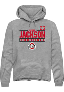 Lamar Jackson  Rally Ohio State Buckeyes Mens Graphite Football NIL Stacked Box Long Sleeve Hoodie