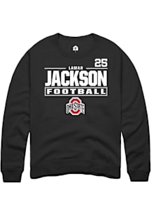 Lamar Jackson  Rally Ohio State Buckeyes Mens Black Football NIL Stacked Box Long Sleeve Crew Swea..