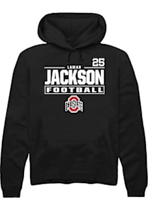 Lamar Jackson  Rally Ohio State Buckeyes Mens Black Football NIL Stacked Box Long Sleeve Hoodie