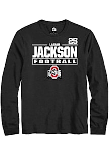 Lamar Jackson  Ohio State Buckeyes Black Rally Football NIL Stacked Box Long Sleeve T Shirt