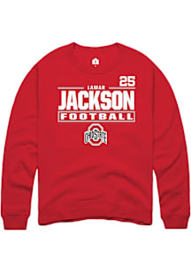 Lamar Jackson  Rally Ohio State Buckeyes Mens Red Football NIL Stacked Box Long Sleeve Crew Sweats..