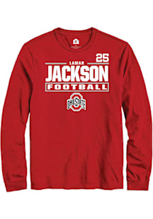 Lamar Jackson  Ohio State Buckeyes Red Rally Football NIL Stacked Box Long Sleeve T Shirt