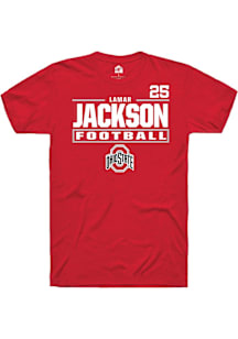 Lamar Jackson  Ohio State Buckeyes Red Rally Football NIL Stacked Box Short Sleeve T Shirt