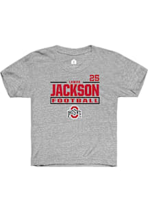 Lamar Jackson  Rally Ohio State Buckeyes Youth Grey NIL Stacked Box Short Sleeve T-Shirt