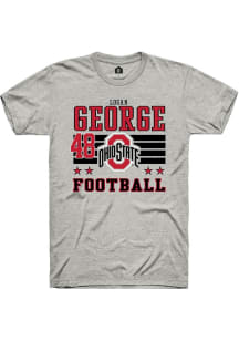 Logan George Ash Ohio State Buckeyes NIL Striped Short Sleeve T Shirt